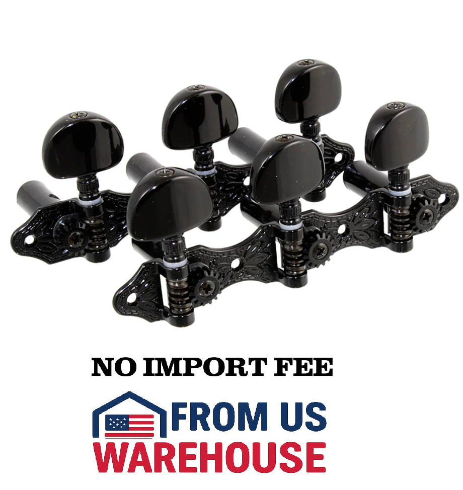 Allparts TK-7957-003 Hauser Style Classical Guitar Tuner Set 3x3 Black