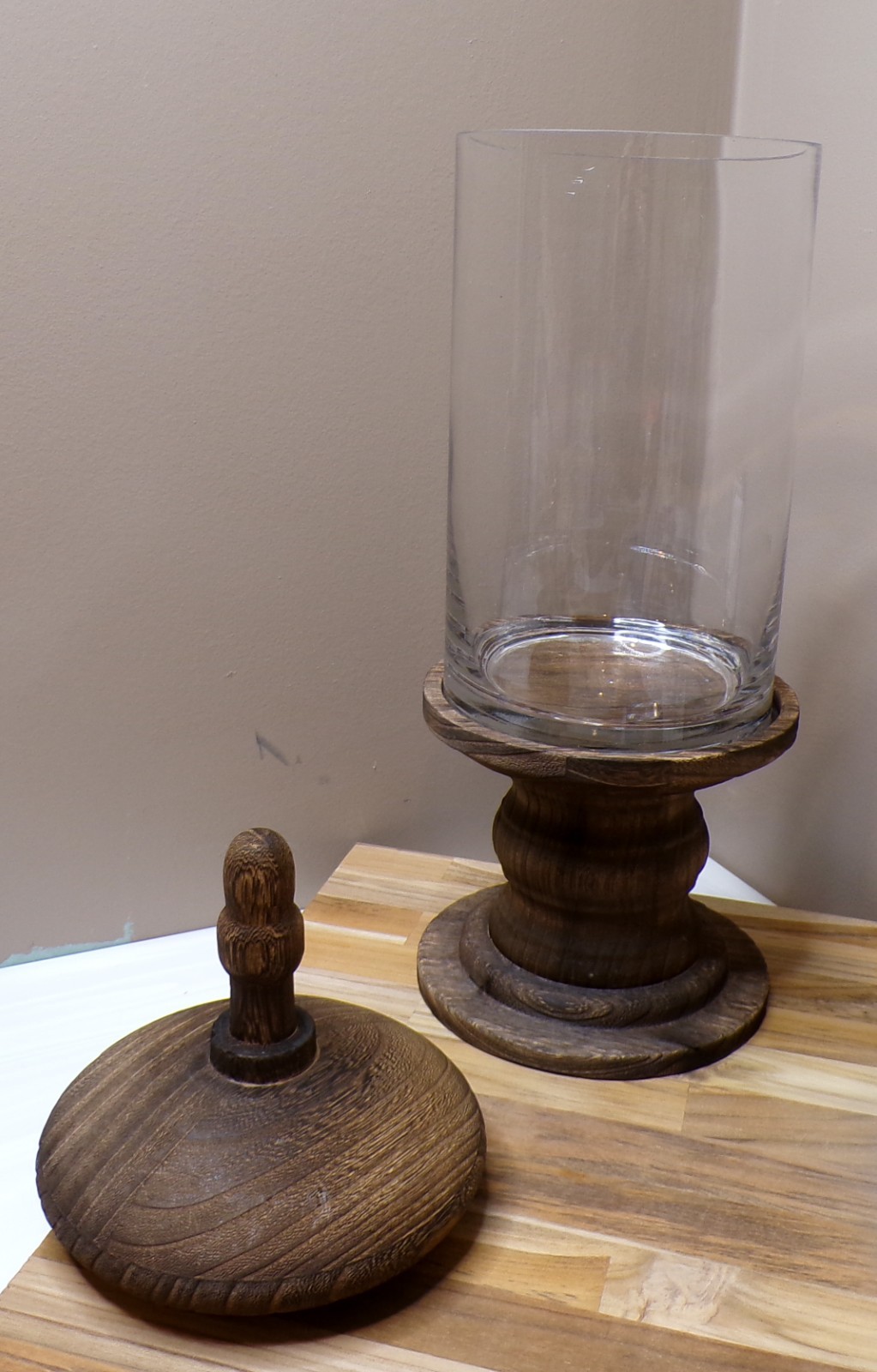 Wooden Pedestal Apothecary Jar