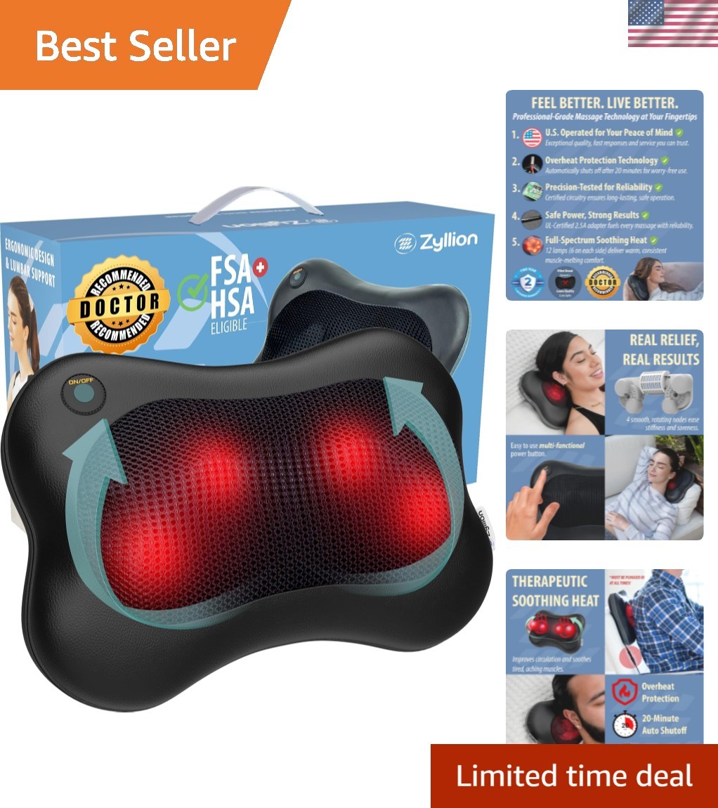 Shiatsu Back and Neck Massager with Heat - 3D Electric Kneading Deep Tissue M...