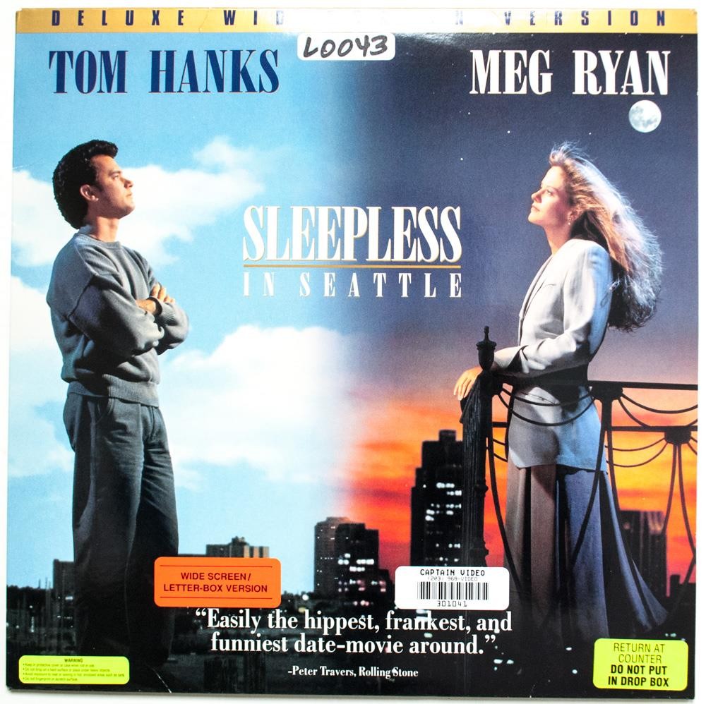 Laser Disc Sleepless in Seattle Tom Hanks Meg Ryan 1993 PG Deluxe Widescreen