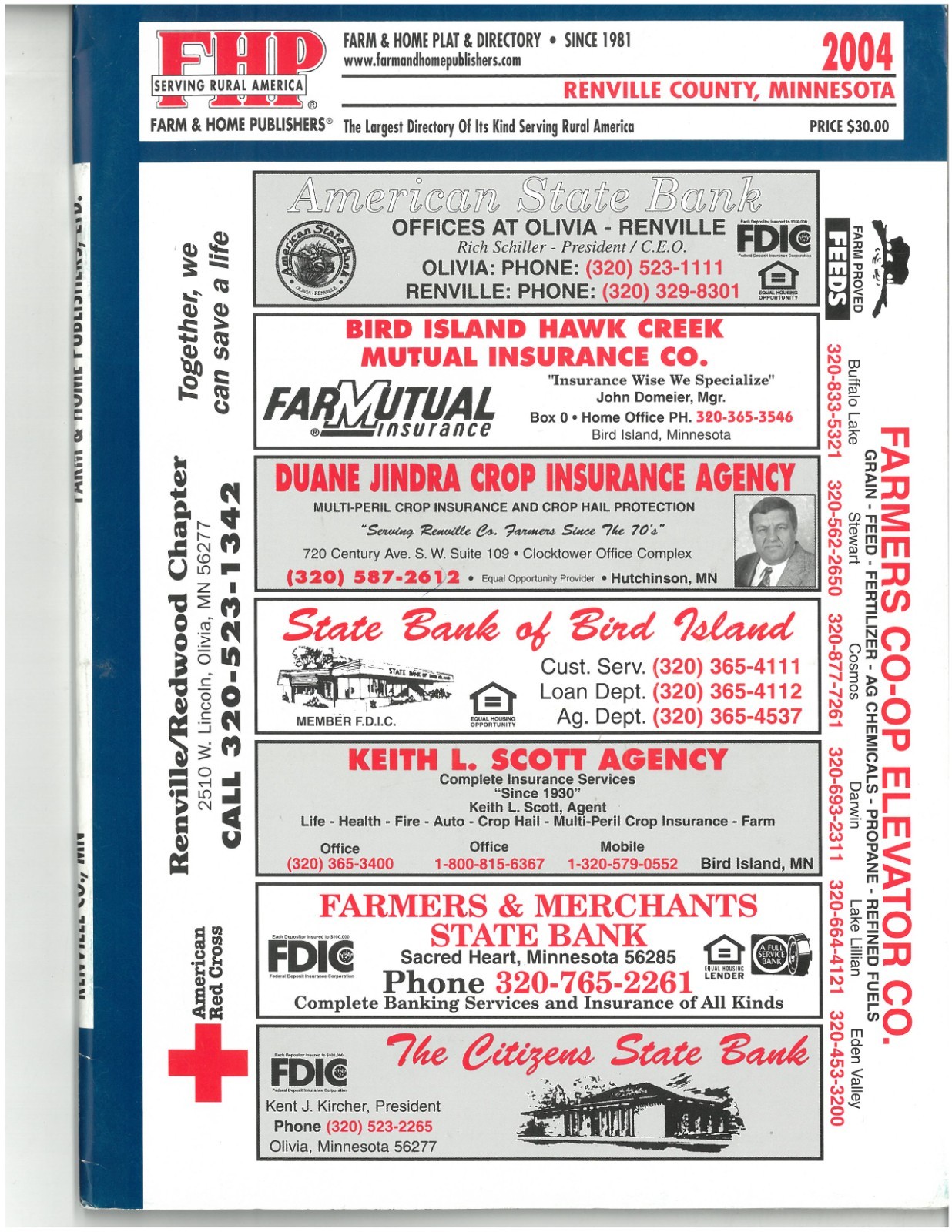 Original RENVILLE COUNTY MINNESOTA 2004 Farm & Home Plat & directory map