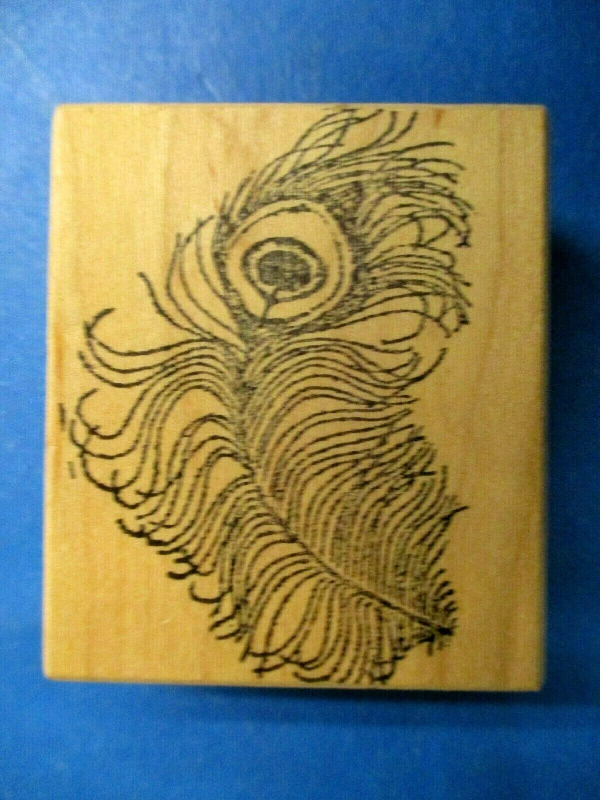 ERA GRAPHICS PEACOCK FEATHER RUBBER STAMP WOOD MTD