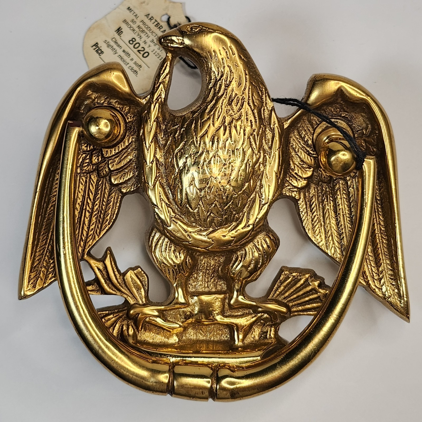 Vintage Solid Brass Eagle Ornate Door Knocker Wreath, Arrows, Olive Branch