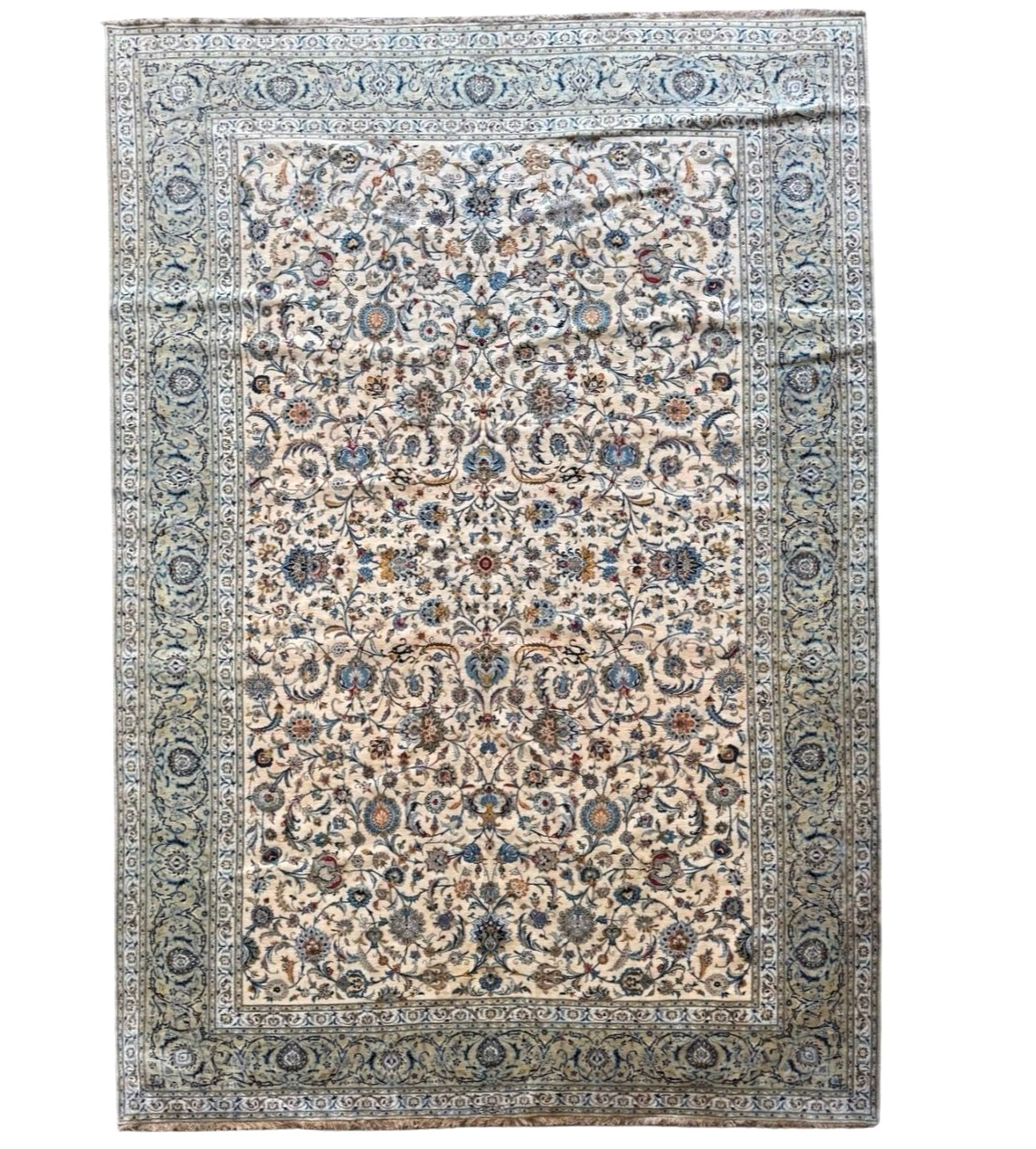 SIGNED FINE LARGE KESHAN CARPET HAND MADE EASTERN WOOL RUG 15'8" X 10'6" CLEAN