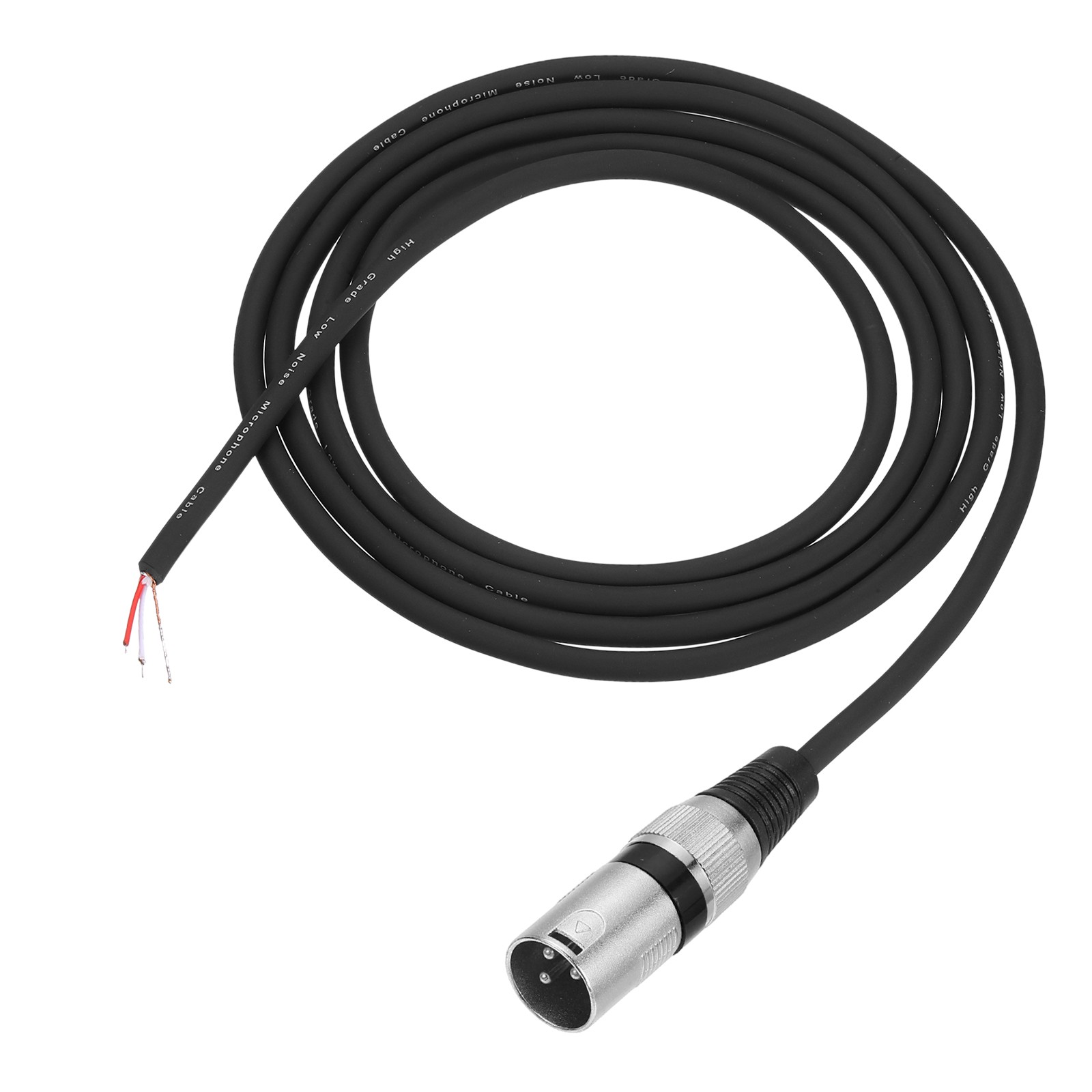 7feet Microphone Open End Cable, 3Pin Male OFC Cable Pigtail Bare Wire, Black