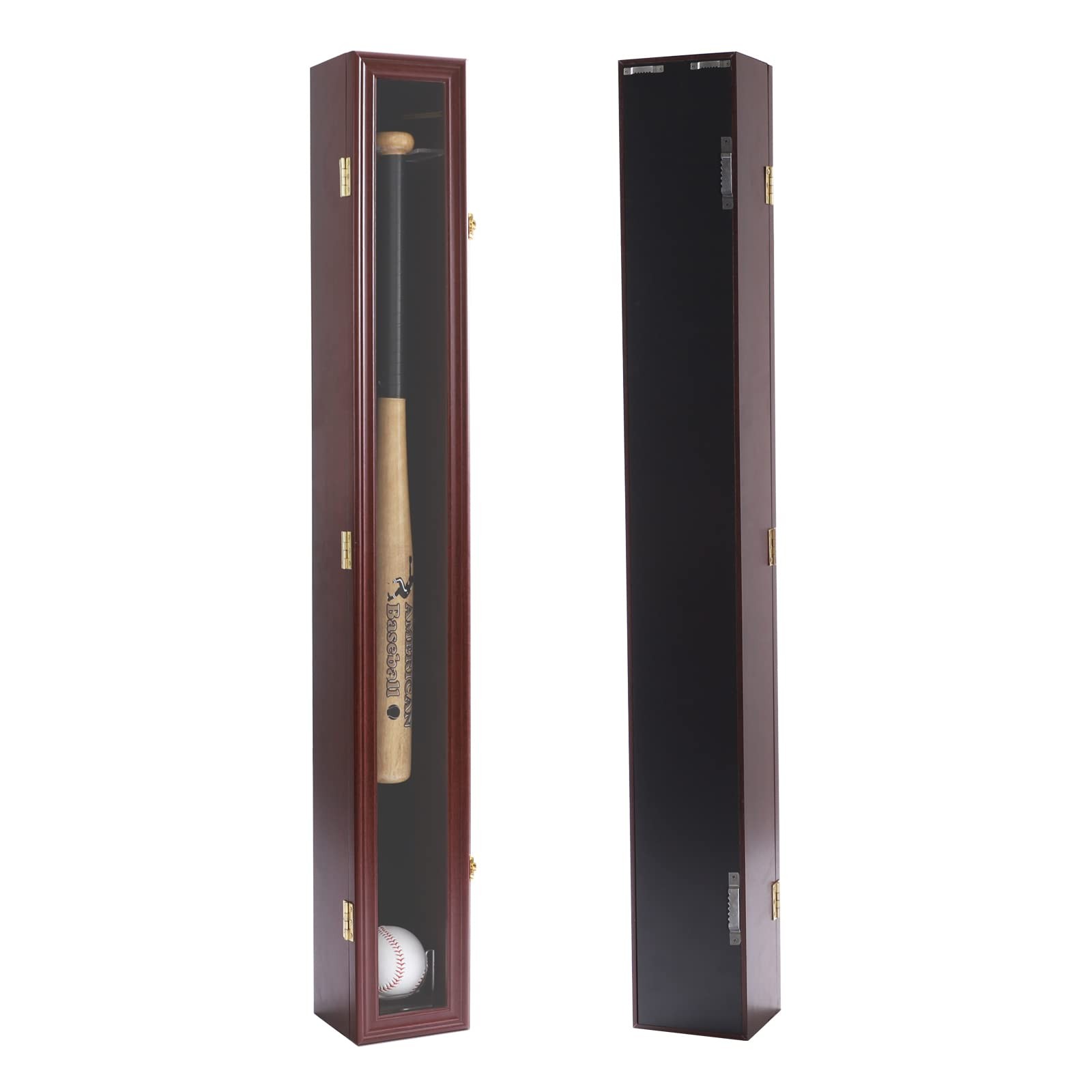 HOROW Baseball Bat Display Case Wooden Frame with Acrylic Single Brown, Brown 