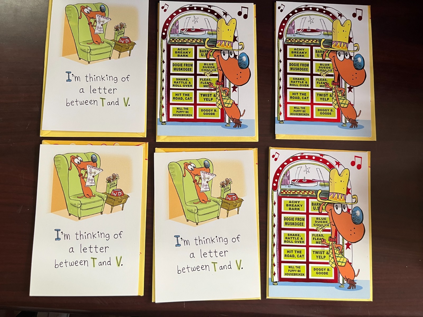 SET OF SIX  WEINERDOG BIRTHDAY & THINKING OF YOU GREETING CARDS WITH ENVELOPES