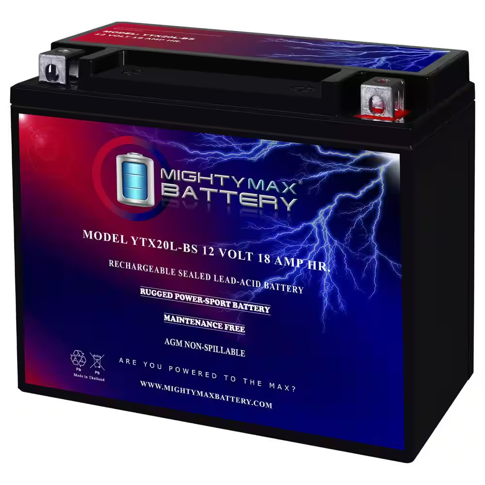 YTX20L-BS 12V 18Ah 250CCA Motorcycle Battery Replaces UTX20L-BS