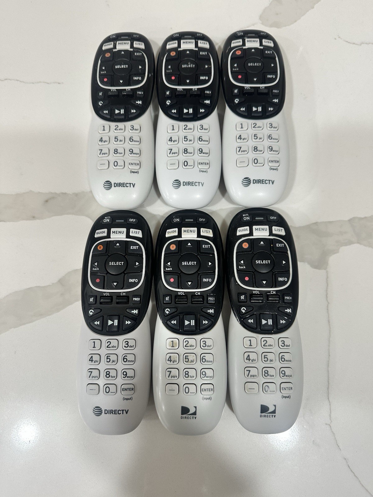 DIRECTV Wireless Remote Controls RC73 White Black Lot of 6