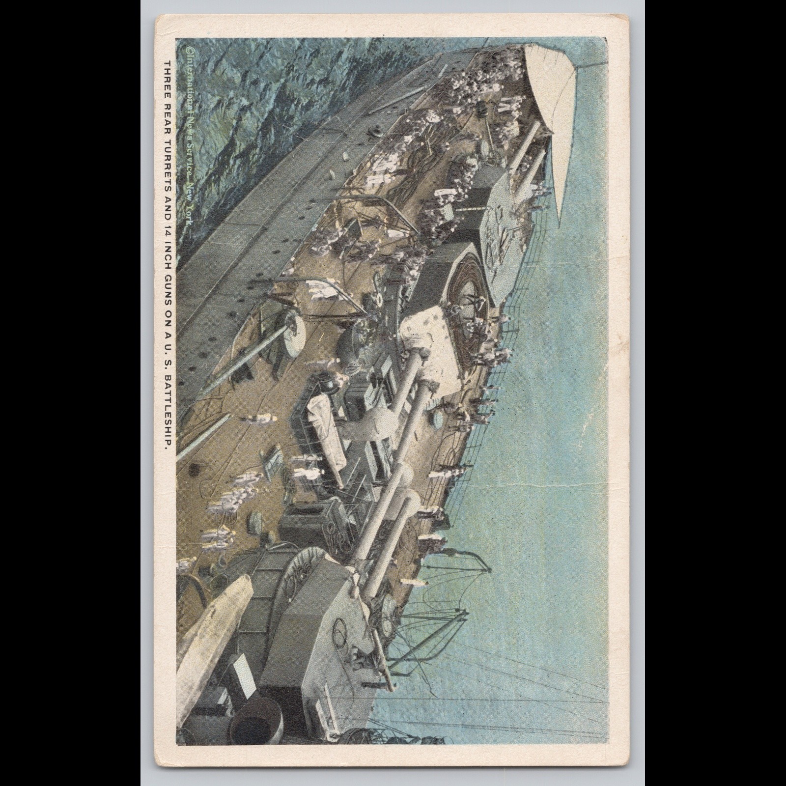 Antique Postcard Three Rear Turrets and 12-Inch Guns on U.S. Battleship