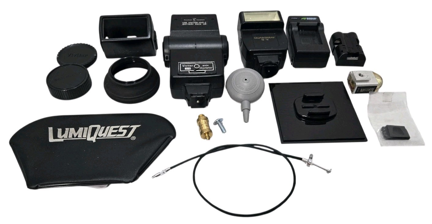 Camera Photography Lot - Vivitar & Quantary Flash & More  Accessories - READ