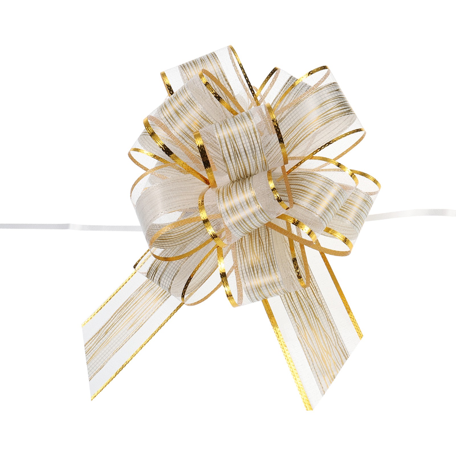 20pcs 7" Big Gift Wrapping Bows Organza Pull Bow Ribbon Chiffon  Cream White