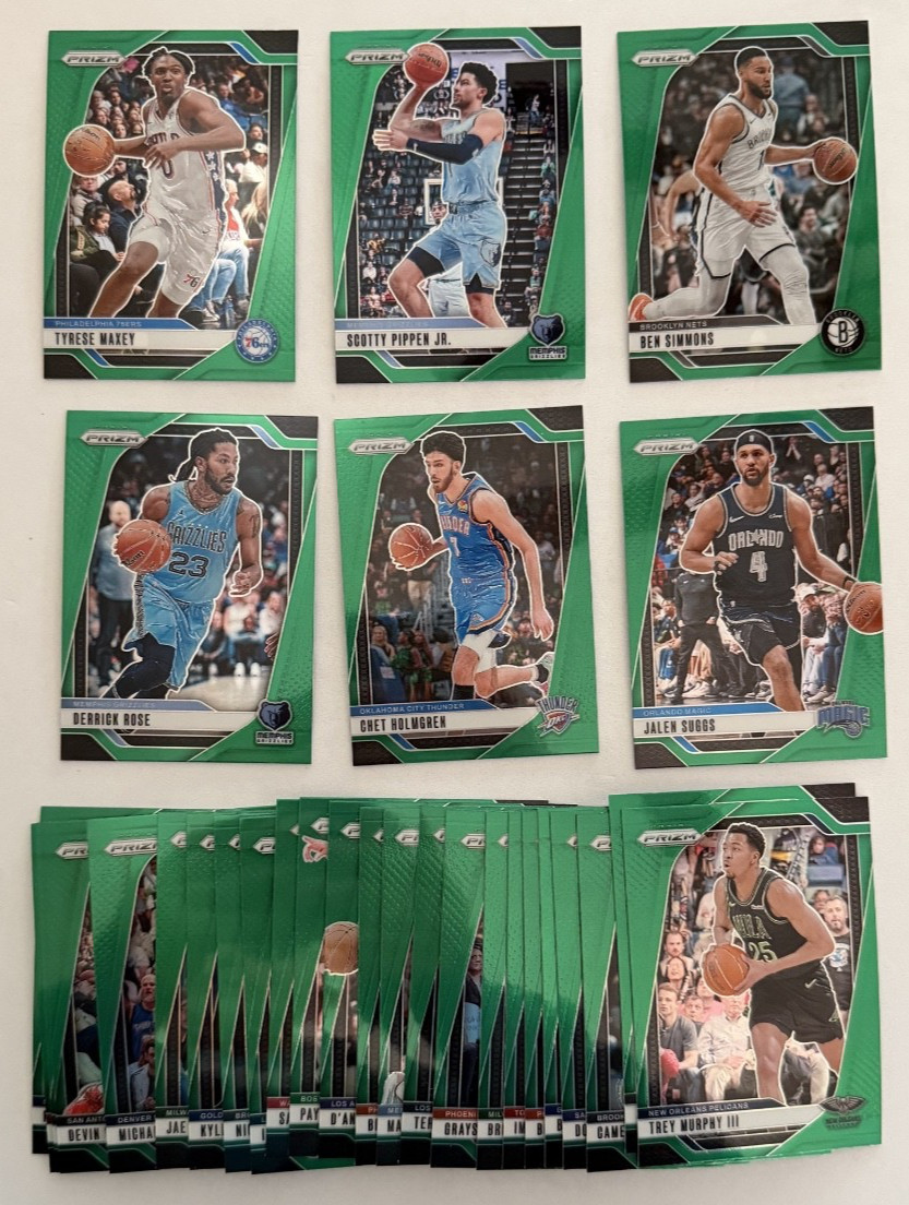 LOT OF 30 DIFFERENT 2024-25 PRIZM 'GREEN PRIZM' BASKETBALL 030626