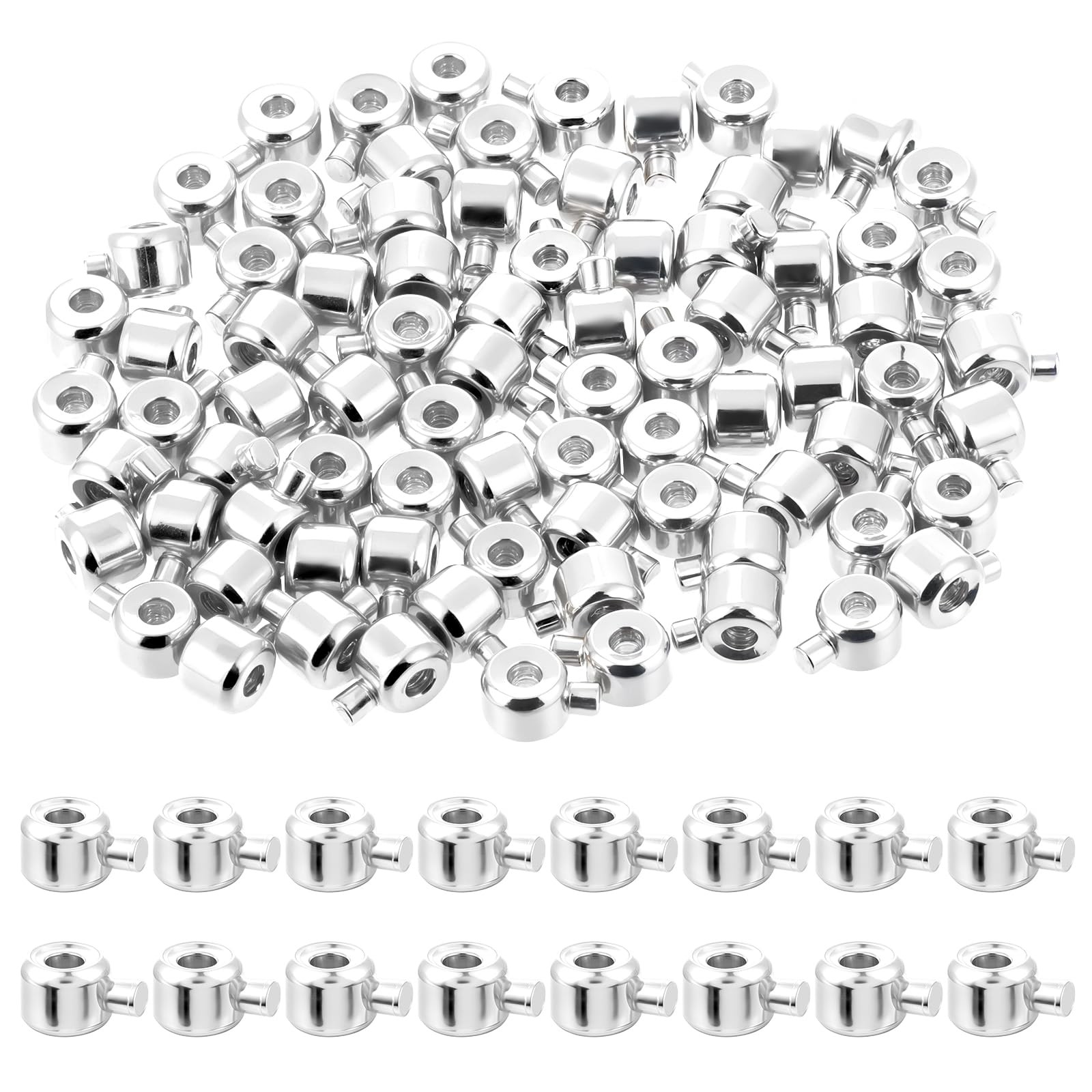 80 Pcs Stopper Crimp Beads for Jewelry Making, Silver Round Small, sliver 