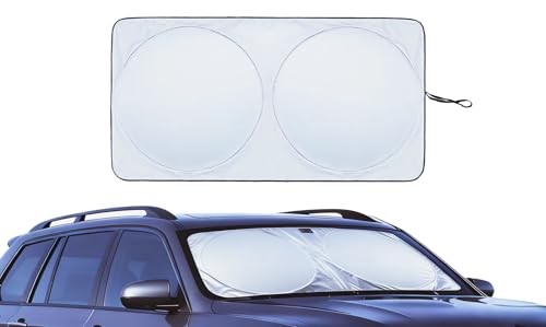 Car Windshield Sun Shade Foldable with Storage Bag, Grey Medium