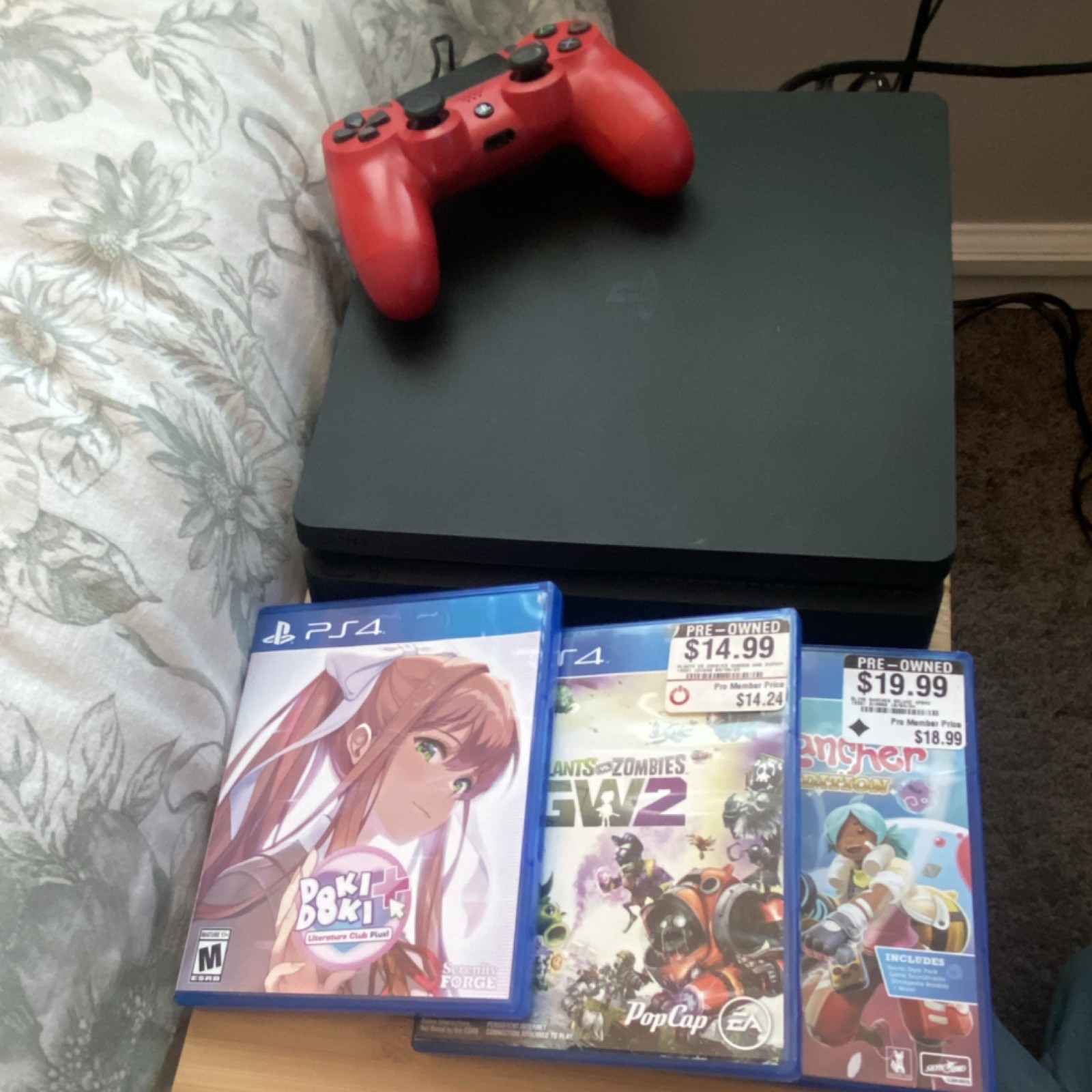 Sony PlayStation 4 Slim Console with Red DualShock 4 Controller & 3 PS4 Games