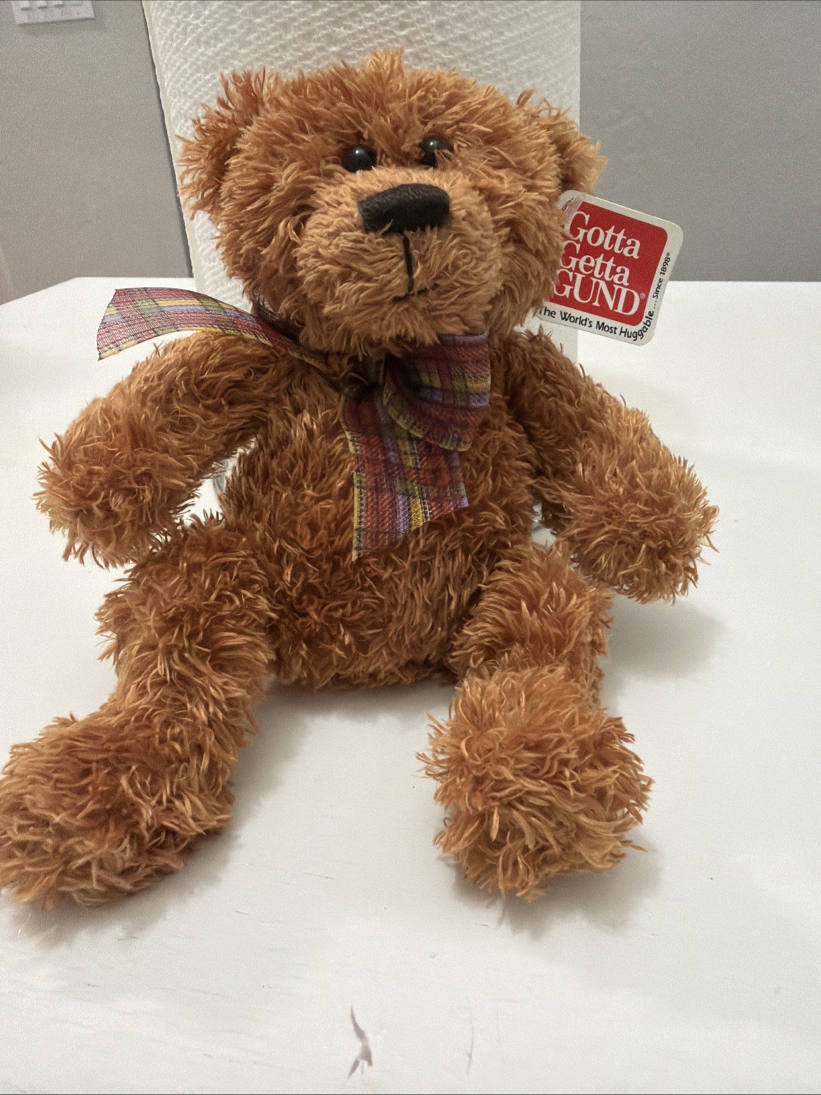 Vintage Golden Brown GUND Teddy Bear: My Name is Hiccup 8" with Red Tag