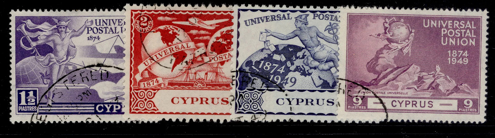 CYPRUS GVI SG168-171, 1949 ANNIVERSARY of UPU set, FINE USED. Cat £12.