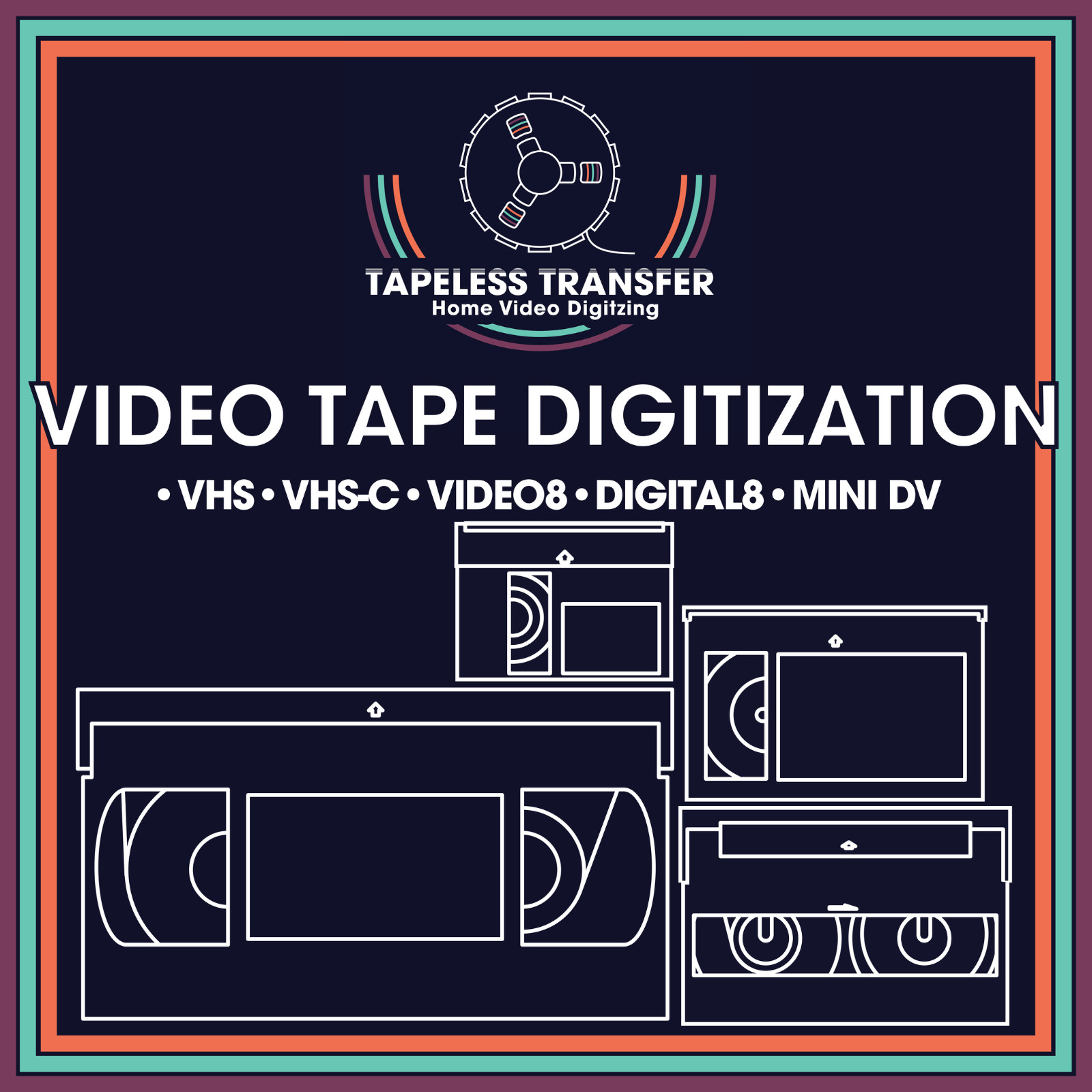 Video Tape to Digital Files (•VHS •VHS-C •VIDEO8 •DIGITAL8 •MINI DV)