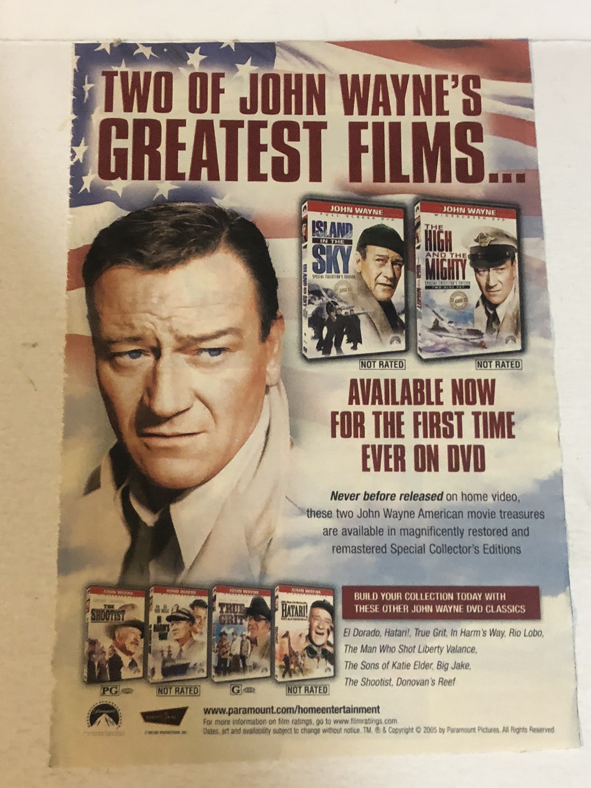 John Wayne’s Greatest Films Vintage Print Ad Tpa27