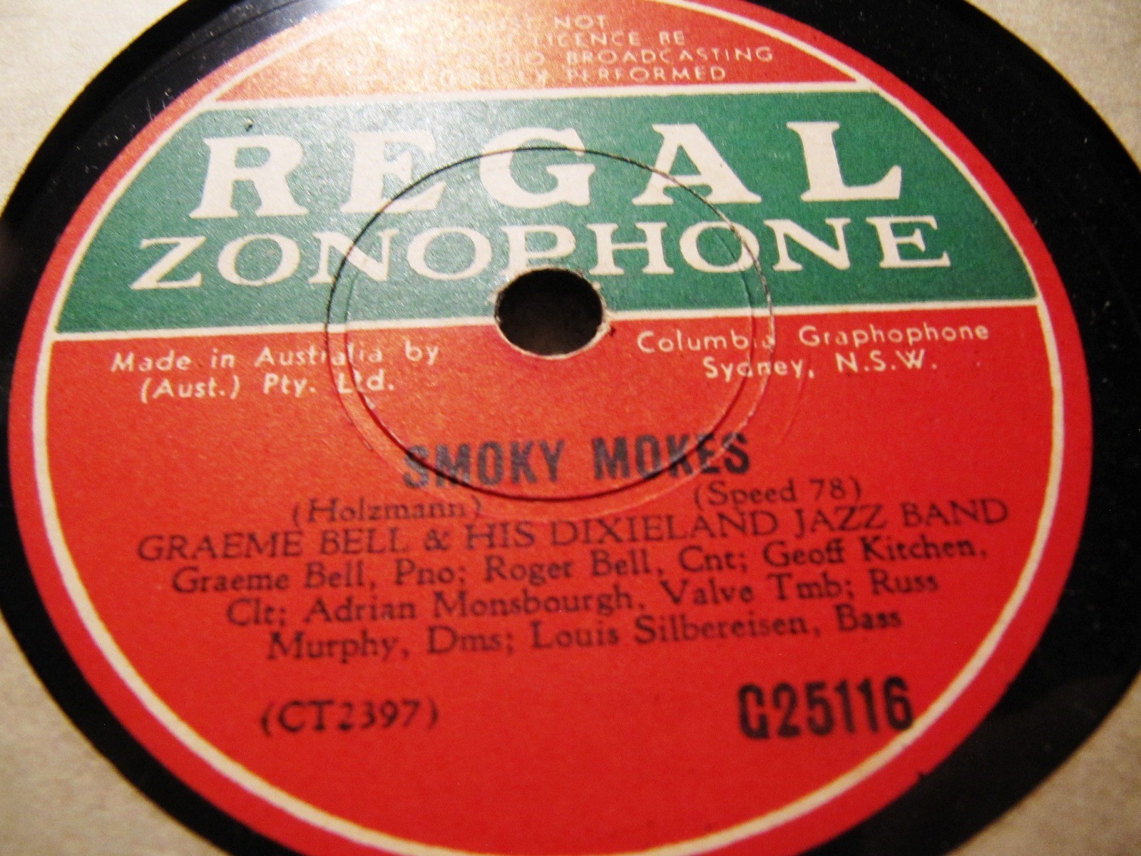 AUSTRALIA Graeme Bell Dixieland Jazz Band SMOKY MOKES Ugly Child REGAL ZONOPHONE