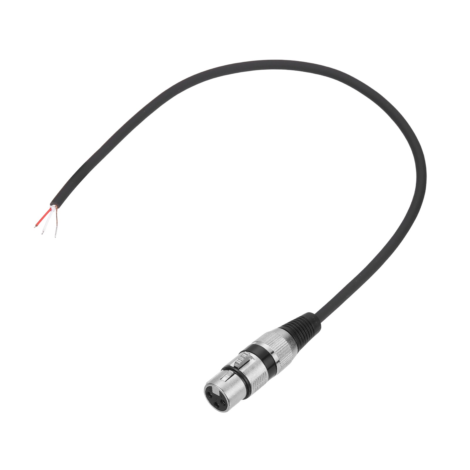 2feet Microphone Open End Cable, 3Pin Female OFC Cable Pigtail Bare Wire, Black