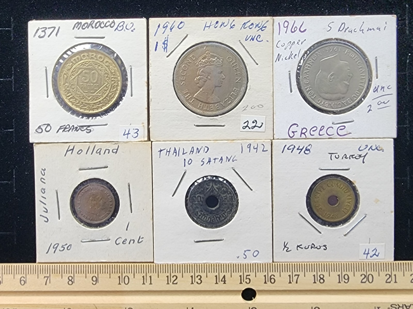 Vintage World Coin Lot Morocco Holland Thailand Hong Kong Greece Turkey Used 