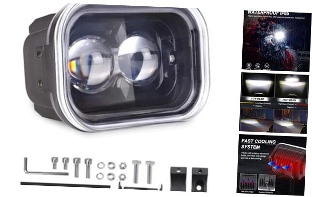 4 Inch Motorcycle Headlight,45W Cool White, Hi Lo Beam Universal 45W-1 Black