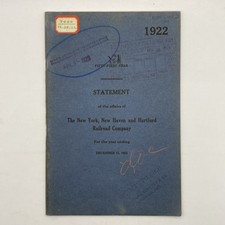 The New York New Haven Hartford Railroad Company Annual Report Ephemera 1922