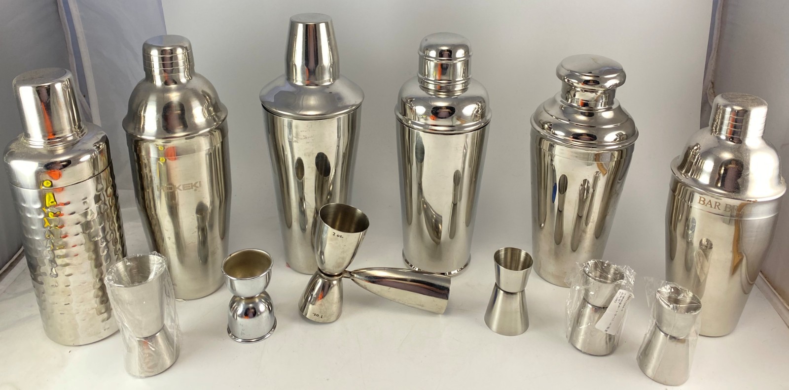 Lot 12 Cocktail Double Ended Jigger + Cocktail Shakers Stainless