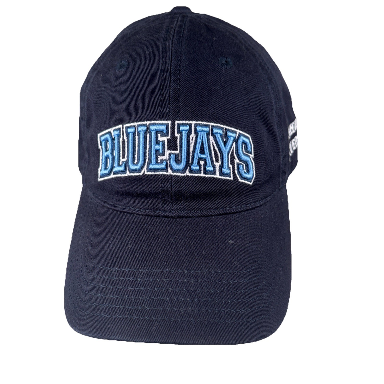 Elmhurst University Blue Jays Legacy Navy Hat Cap Brite Blue Letters StrapBuckle