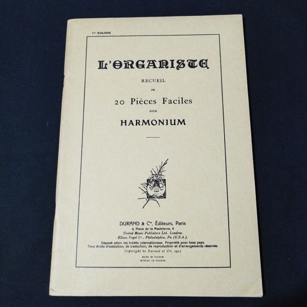 Sheet Music Harmonium Organist Vol. 1:20 Easy Pieces for Harmonium Durand Cabine