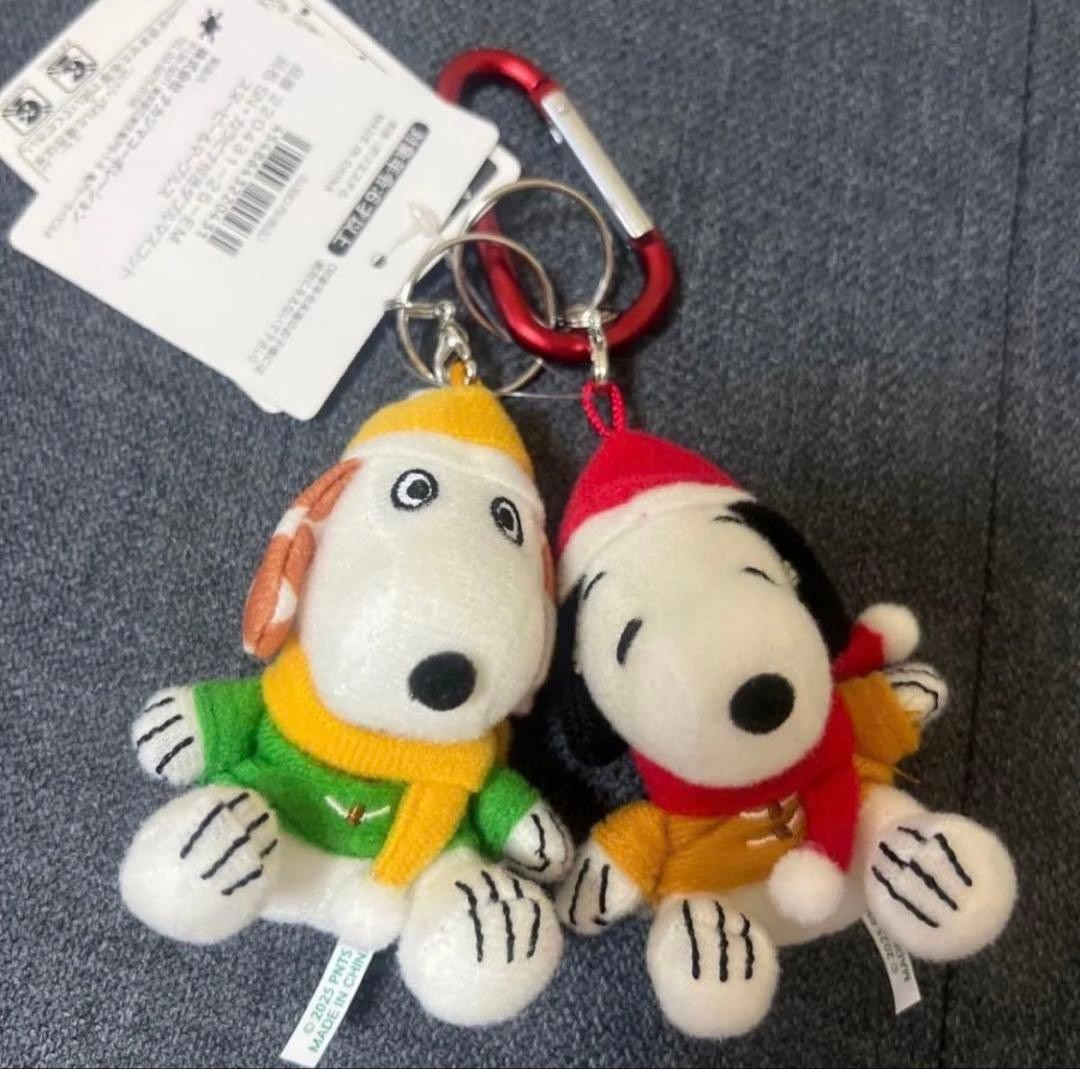 Snoopy Peanuts Double Mascot Carabiner Keychain Plush Toy Official Japan