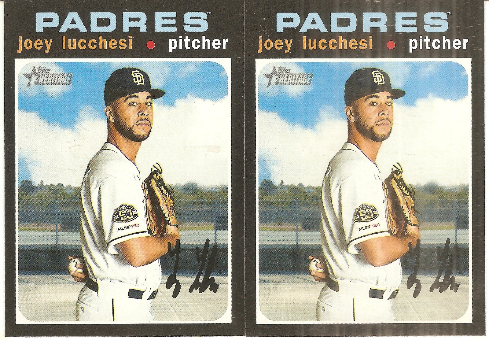 2 CARD 2020 TOPPS HERITAGE JOEY LUCCHESI BASEBALL CARD LOT