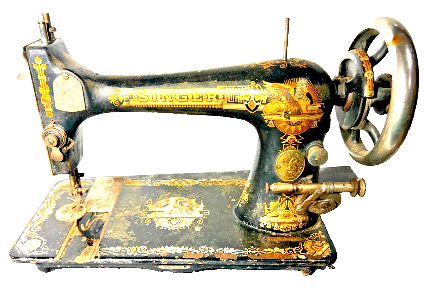 1909 Singer 128 Sphinx Egyptian Sewing Machine Restoration Project AS-IS