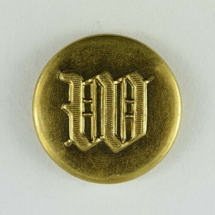 19thCent Letter W Seal Crest Button Original E8AT