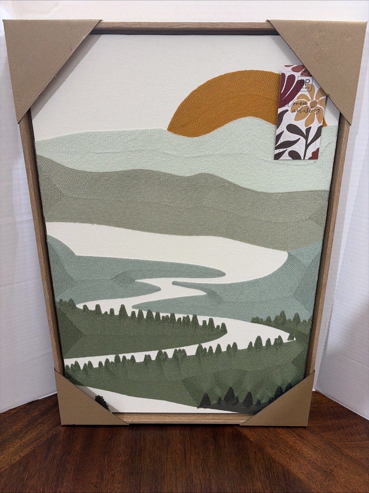 BP Home Textile Embroidered Woven Wall Art  sunset in the mountains  18”x26” 