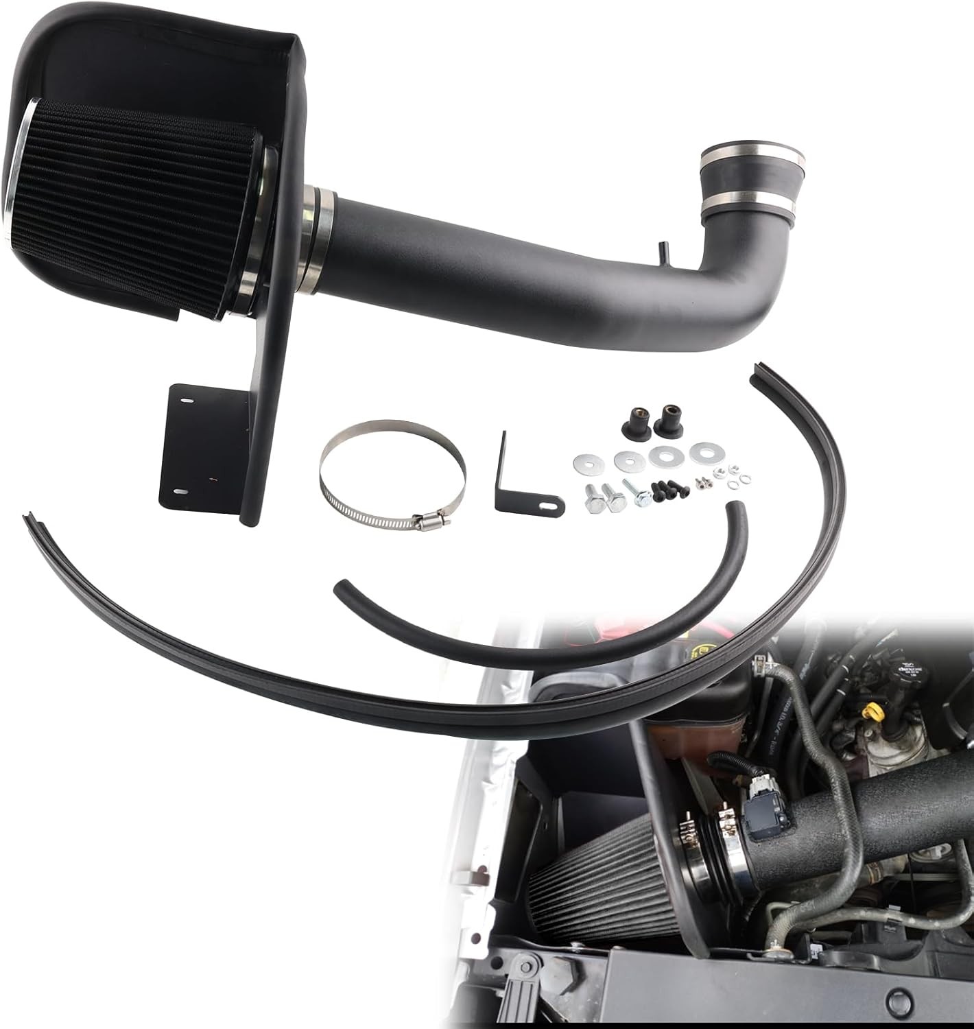 Cold Air Intake System & Heat Shield Compatible with 2009-2014 Chevy Silverado G