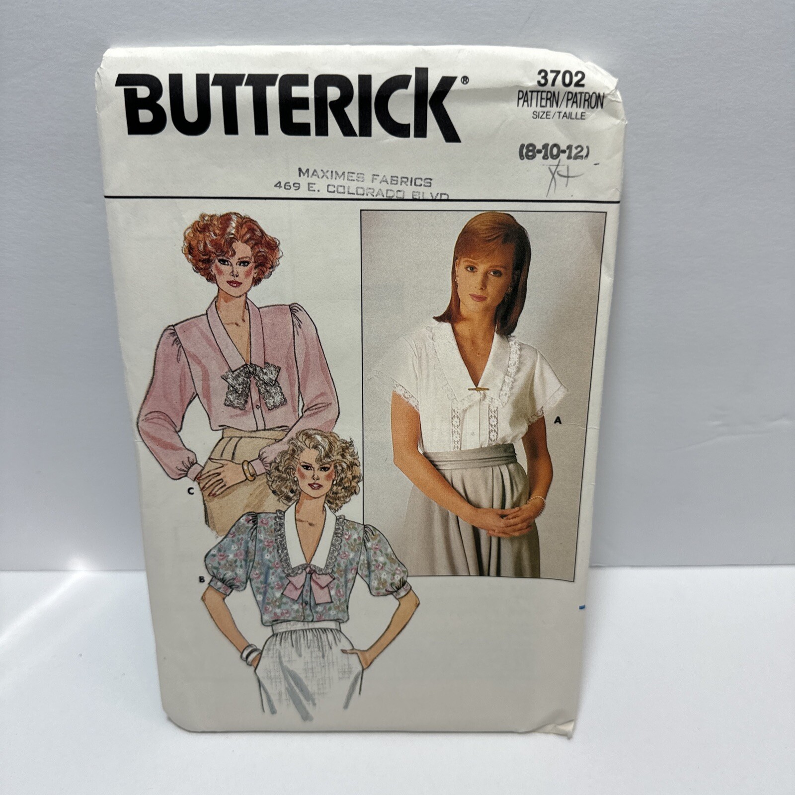 Butterick 3702 Misses Blouse Top Shirt Pattern 8-12 *Uncut*