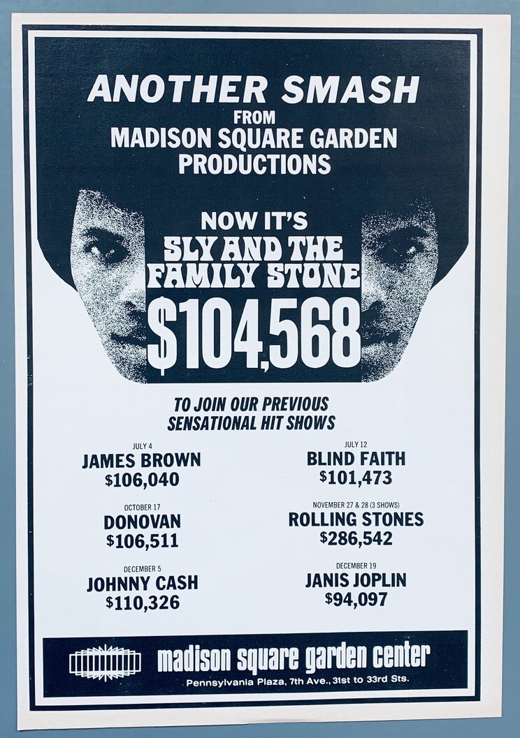 SLY AND THE FAMILY STONE 1970 vintage POSTER ADVERT MADISON SQUARE GARDEN