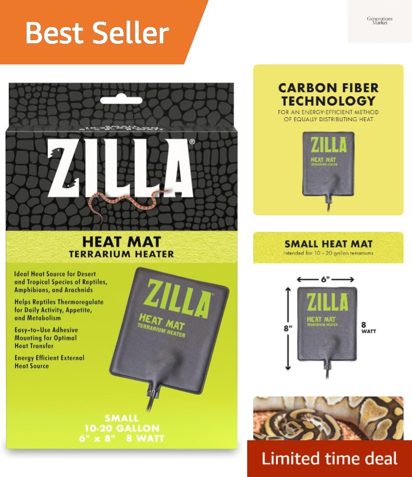 Heat Mat, Terrarium Heater for Reptiles, Snakes Ball Pythons, Corn Snakes, Le...