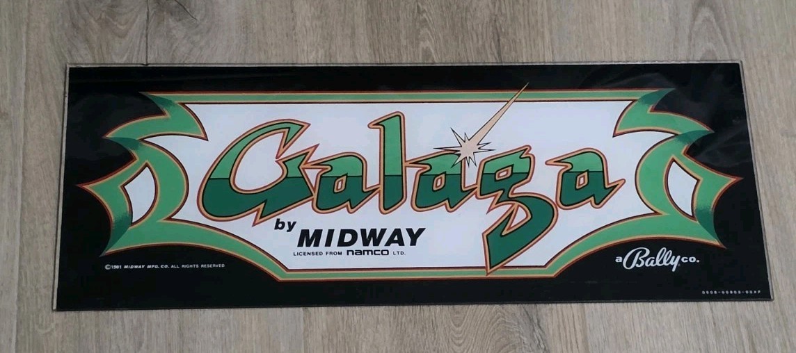 Galaga Arcade Marquee Lighted Header Sign – Midway/Namco/Bally– Original Vintage