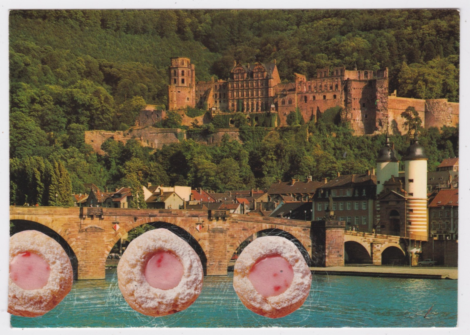 Mail Art David Greenberger "Triplets" original collaged postcard 2023