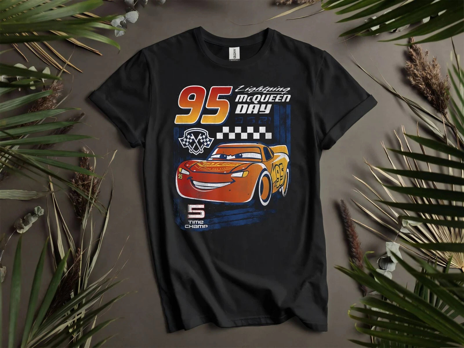 LIGHTNING MCQUEEN FAST  DISNEY BLACK T SHIRT UNISEX STYLE