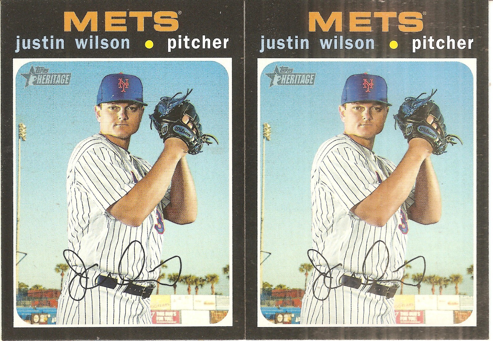 2 CARD 2020 TOPPS HERITAGE JUSTIN WILSON BASEBALL CARD LOT