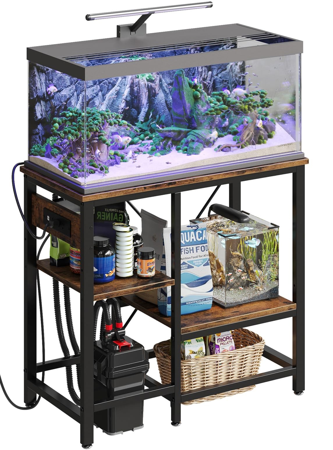 Aquarium Stand 20-37 Gallon 400LB Capacity 3 Tier Adjustable Storage Shelves