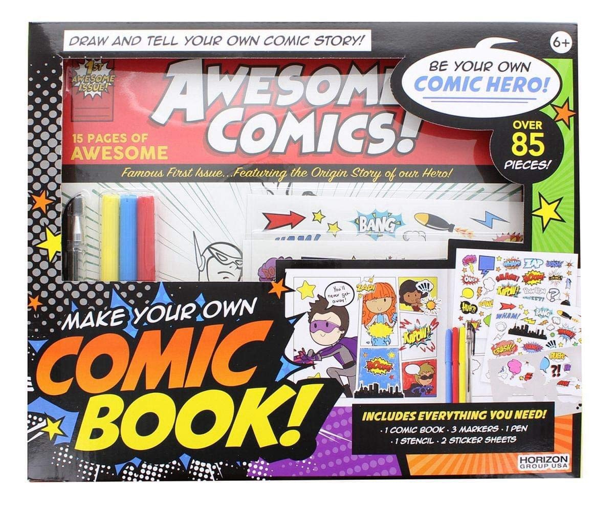 Make Your Own Comic Book Kit 85 Pieces Markers Stickers