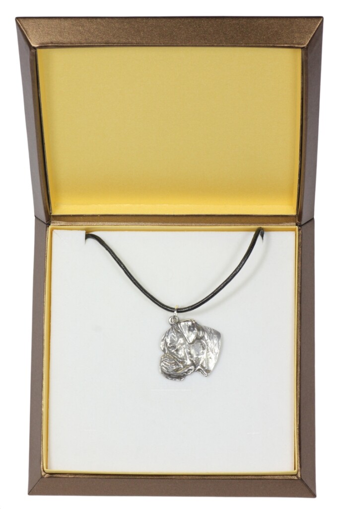 Boxer, German Boxer III - Dog Collar In Gift Box, Silver Plated Medallion
