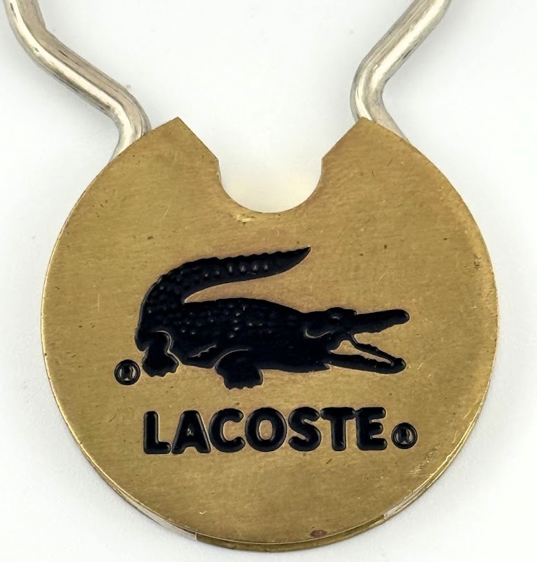 Vtg Lacoste Crocodile Alligator Logo Brass Keyring Keychain Advertising