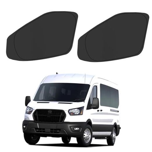  Front Side Window Sun Shade for 2015 Silver & Black-Fit 2015-2024 Ford Transit
